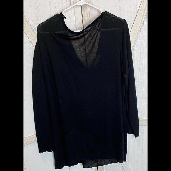 Zara Knit Sweater Womens Size Medium Black Off The Shoulder Long Tunic - Picture 6 of 9